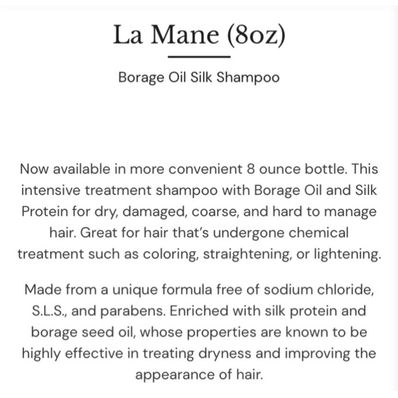 LANGE LA MANE BORAGE OIL SILK SHAMPOO - Picture 2 of 7